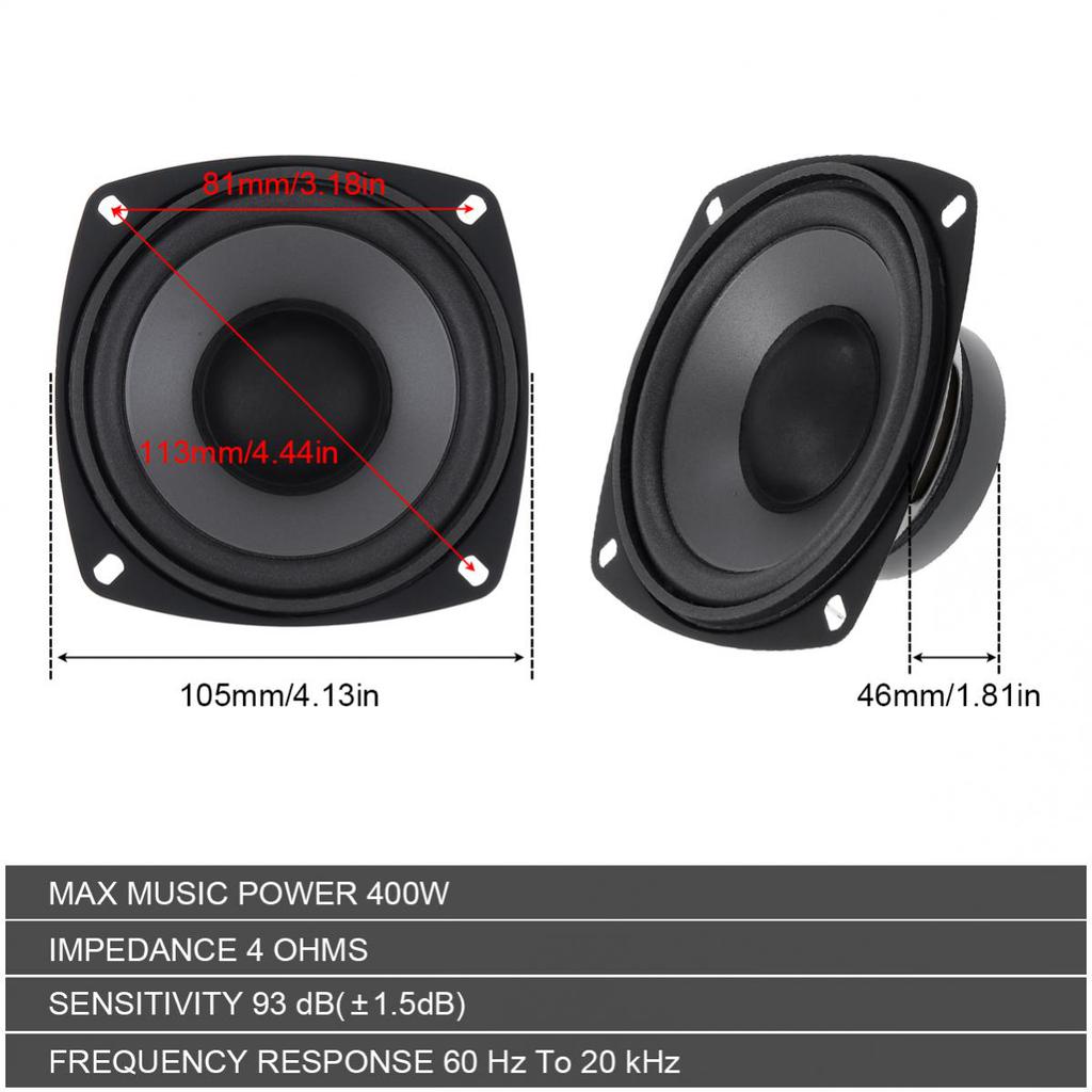 1 Piece 4 Inch/5 Inch/6 Inch Car HiFi Coaxial Speaker 400W/500W 2-Way Vehicle Door Music Stereo Full Range Frequency Speakers