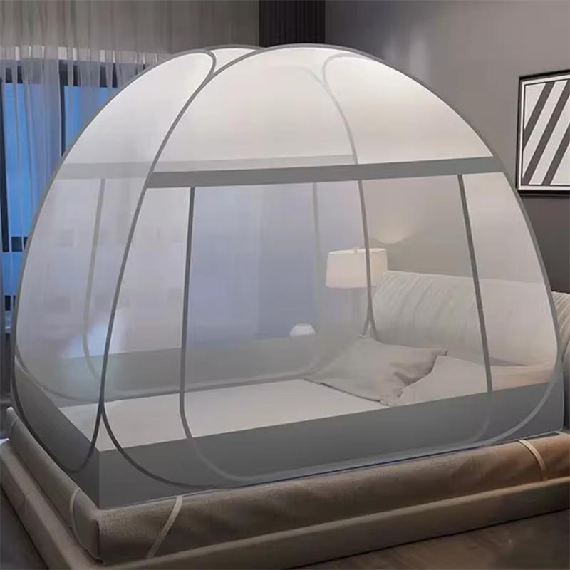 Simple Sea Wave Printed Home Mosquito Net Summer Encrypted Breathable Mosquito Net Large Space Double Door Yurt Mosquito Net