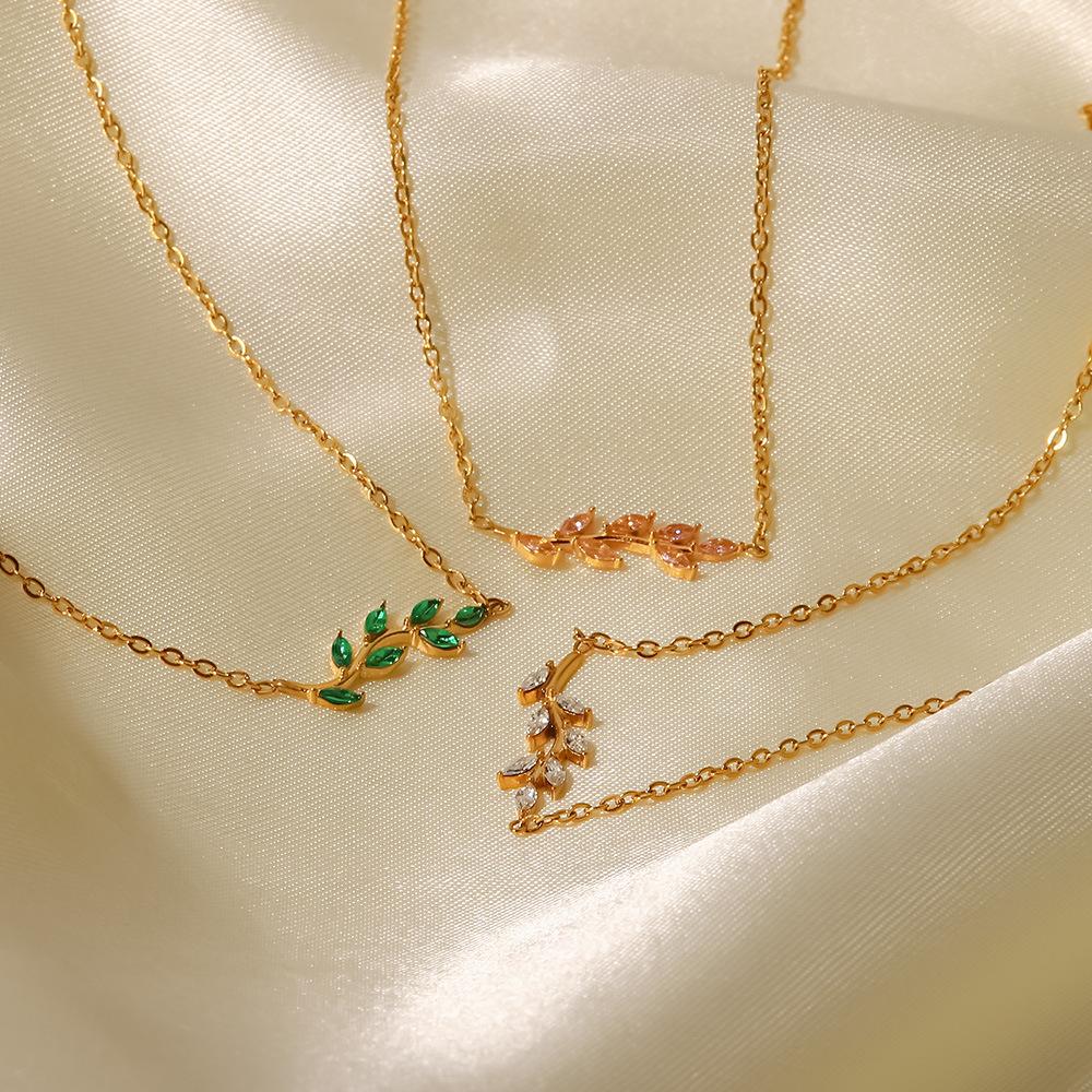 Zircon Stone Necklace Designer Jewelry Famous Brands Stainless Steel Necklace Accessories Women