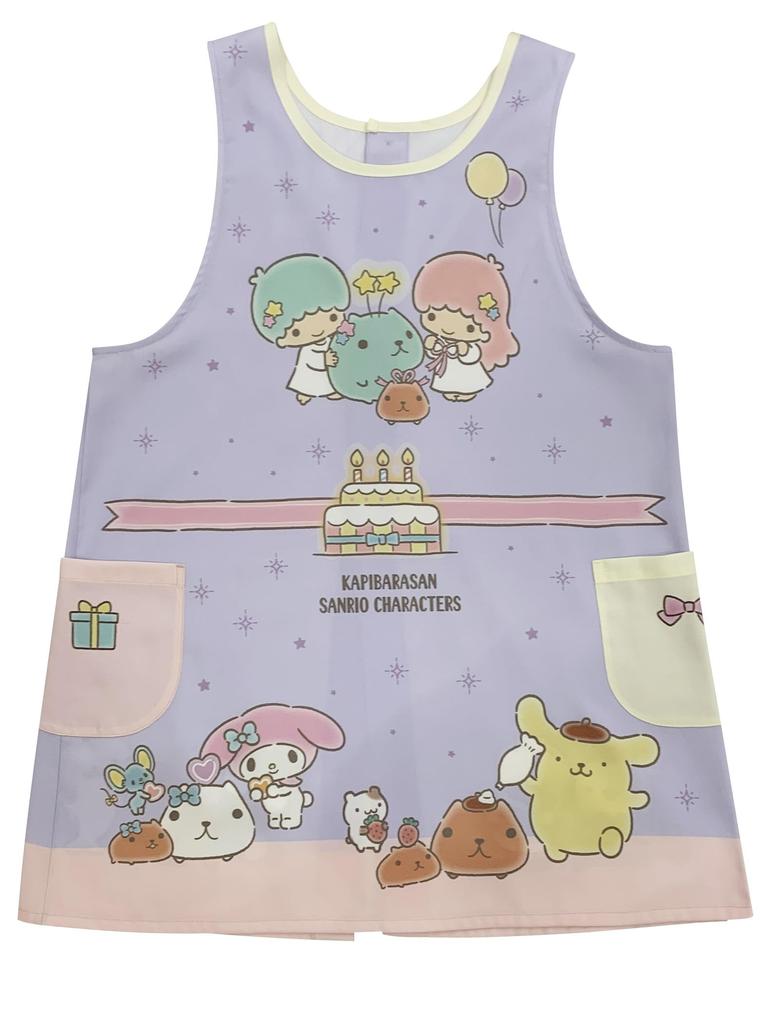 Фартук Atelier Momo и Momo Capybara-san Sanrio Characters, Открытая спина, Фиолетовый, Женский, Размеры M-L, KPA44109-52