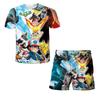 2025 MINISO Pikachu Kids T-Shirt+ Shorts Set Anime Cartoon Top Shorts Two Piece Set Summer Casual Wear Gift Cute Pikachu Set Kids T-Shirt Be