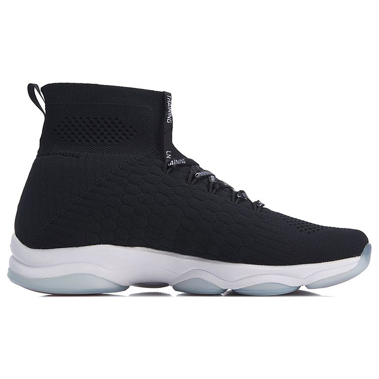 Li-Ning Неограниченная ткань амортизирующая нескользящая высокая повседневная обувь женская обувь черный белый AFJN008-1