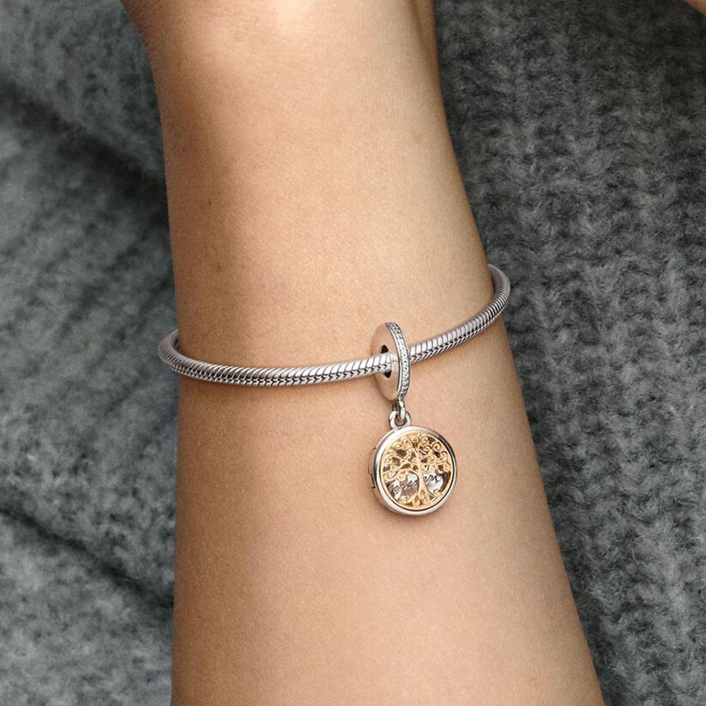 S925 стерлингового серебра сверкающие подвески в виде семейного дерева подходят для оригинального браслета DIY ювелирные изделия для женщин подарки на день рождения