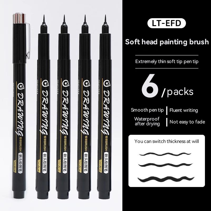 Highlight Marker Pens Soft Brush Tip Gel Pens Set for Art Calligraphy Sketching Drawing Hand Lettering Black Ink Brush Markers