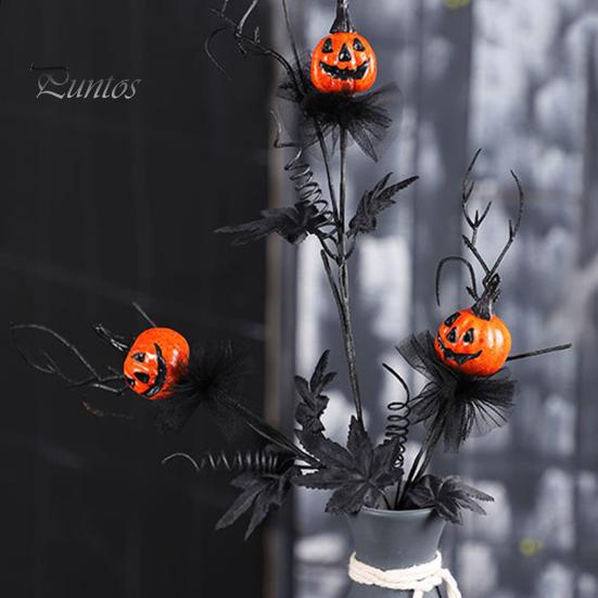 Украшение на елку из тыквы на Хэллоуин, реалистичный искусственный цветок, жуткий черный кленовый букет из тыквы, настольное украшение для домашнего офиса