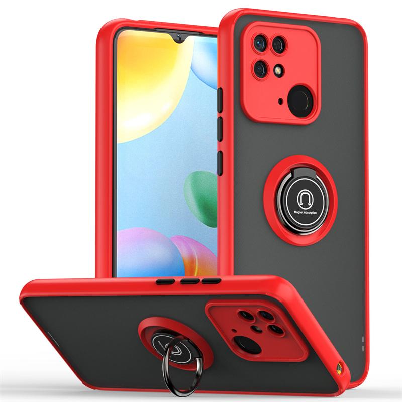 Чехол для Xiaomi Redmi 10C 10 10A Ударопрочный Матовый ПК Броня Чехол для телефона для Redmi 9C 9 9A Магнитное кольцо Подставка Держатель Чехол