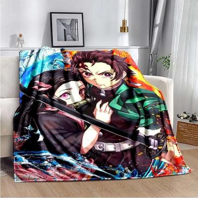 Флисовое одеяло в стиле аниме Demon Slayer Kimetsu no Yaiba Nezuko Kamado Tanjiro Kamado, мягкое постельное белье, покрывало, утепляющий чехол для дивана