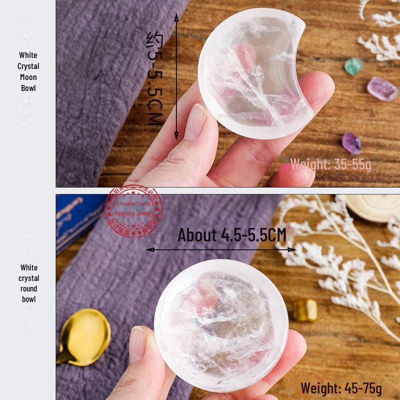 Лунная чаша из натурального белого кристалла - круглый камень для медитации и энергии