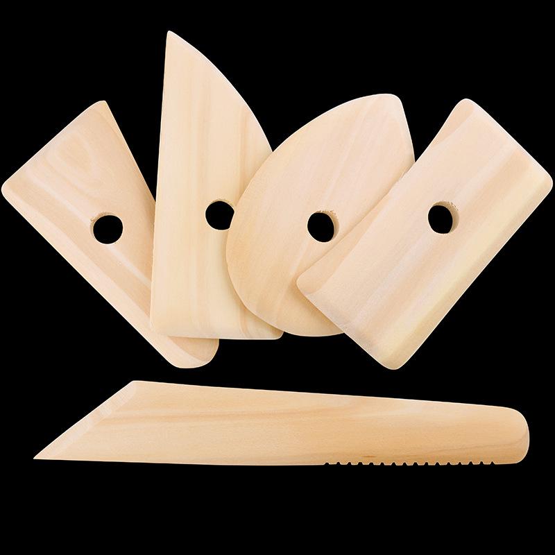 5-Piece Wooden Ceramic & Polymer Clay Sculpture Tool Set
