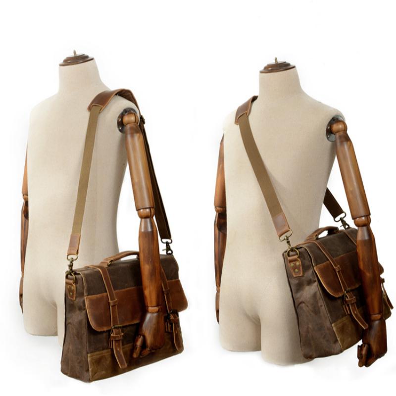 Водонепроницаемый холст с вощеной пропиткой и портфелем из коровьей кожи, европейские и американские мужские сумки, ретро-сумки, сумка-мессенджер на одно плечо