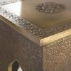 Wooden Old Brass Embossed Moroccan Side Table | Handicrafted Metal Accent Table | Square End Table with Intricate Carvings | Central Table