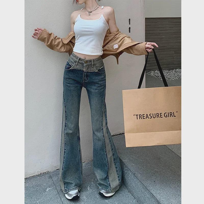 Джинсы с высокой талией, утягивающие, свободные, расклешенные — больших размеров, широкие, длиной до пола, для женщин на весну и осень