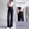 Женские летние 2024 брюки с высокой посадкой, стройнящие, черные, широкие от бедра