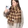 Elegant Korean Style Winter Tassel Plaid Scarf - Warm Versatile Shawl for Couples