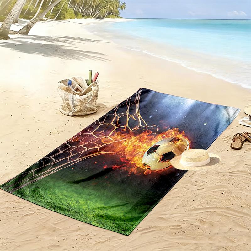 Soccer Art Print Beach Towel, Large Soft Quick Dry Towel for Beach Camping Swimming