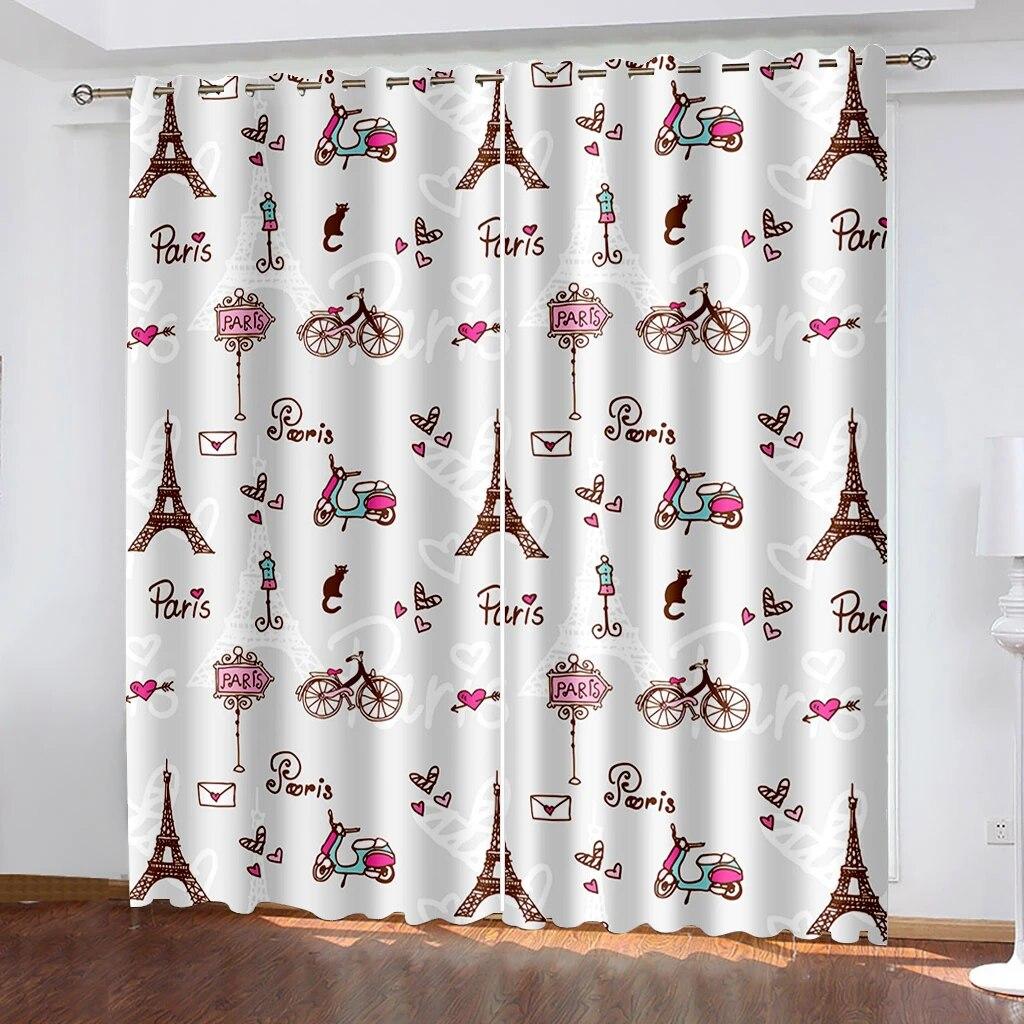 Beautiful Scenery 3D Printing Curtains Circular Flower Type Bedroom Living Room Shading Metal Eyelet Curtains