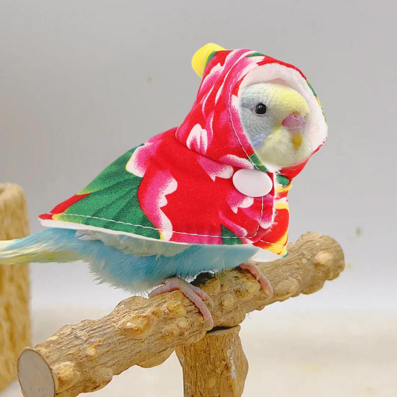 Bird Cape Flower Print Bird Hooded Cape Plush Cape For Budgerigar Parakeet Conure Cockatiel Mynah Love Birds Finches