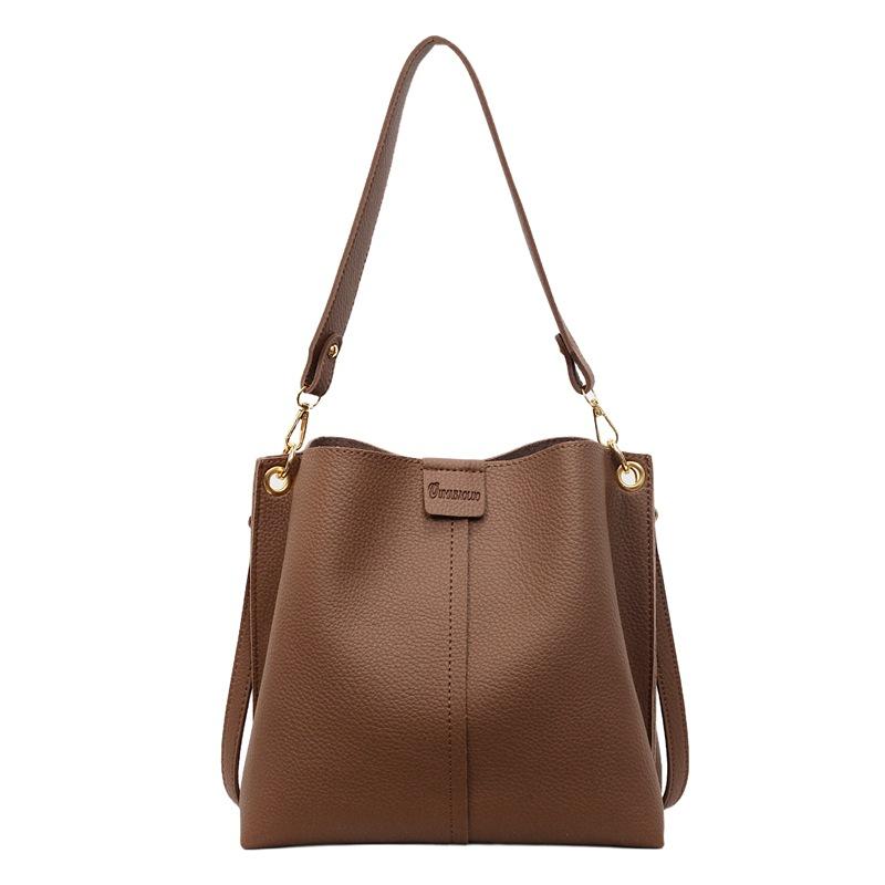 Large-capacity Bucket Bag Women's New Fashionable Autumn Versatile Broadband Shoulder Bag Simple Texture Messenger Bag