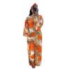 Women's Fashion Printed Dress Temperament Commuter Style V-Neck Long Sleeve Split Comfortable Dress Long Dress