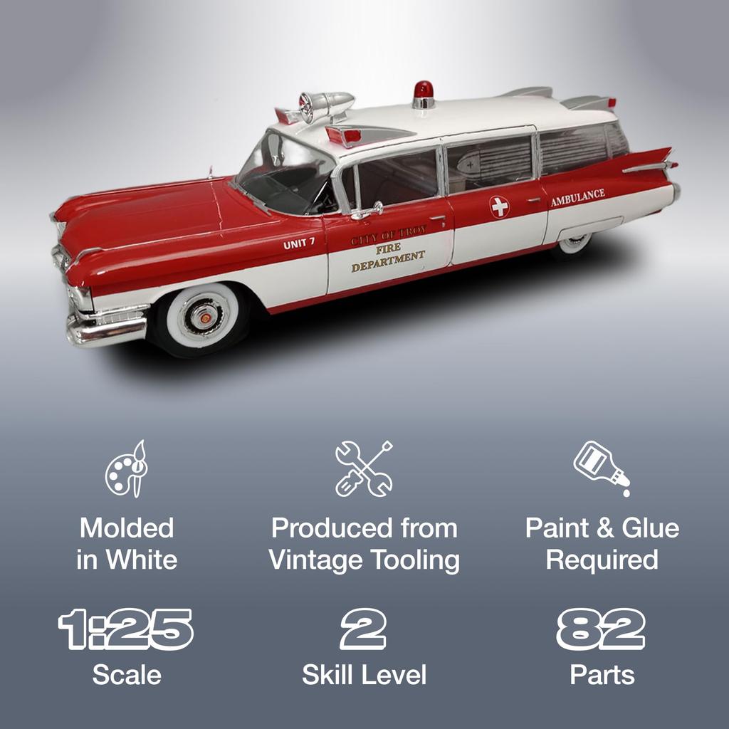 AMT 1959 Cadillac Ambulance Stretcher Включая пластиковую модель AMT1395 1/25
