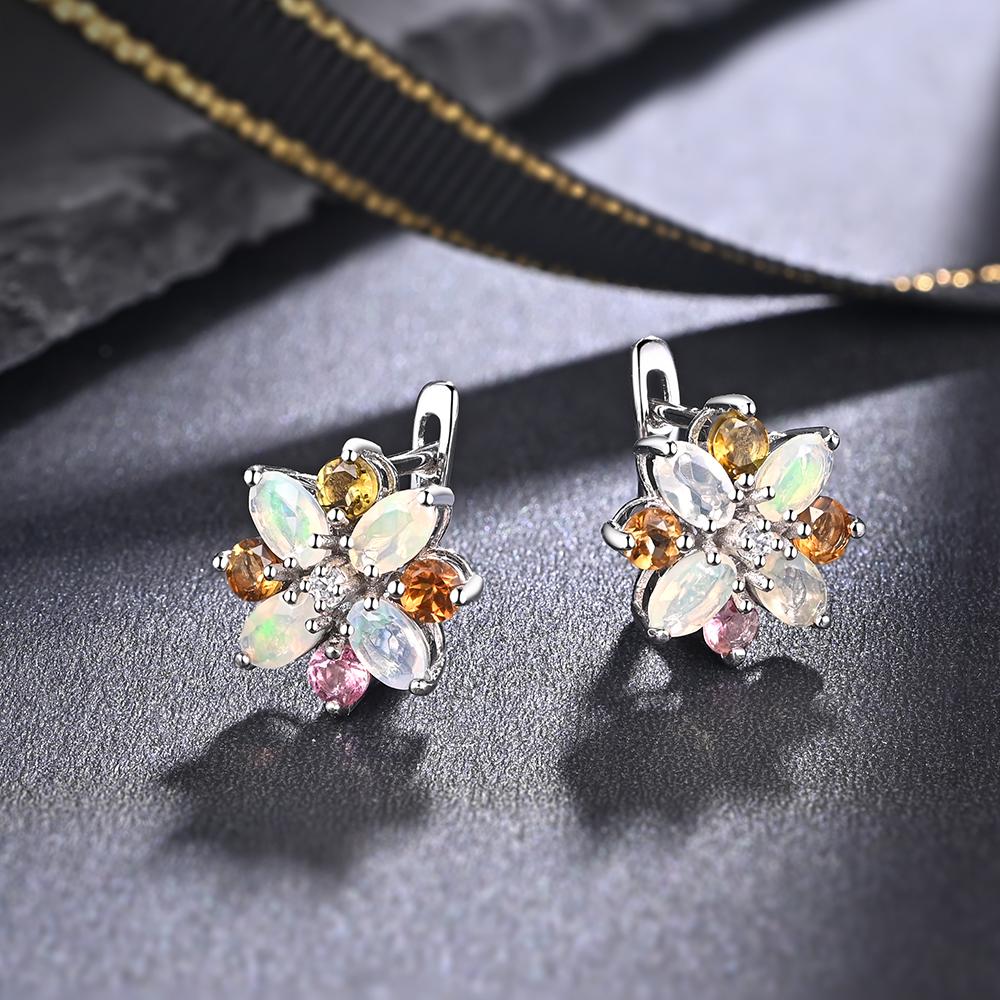 Романтический сладкий дизайн, серьги с натуральным многоцветным опалом и турмалином для женщин и девочек, изысканные ювелирные изделия из стерлингового серебра 925 пробы, подарок