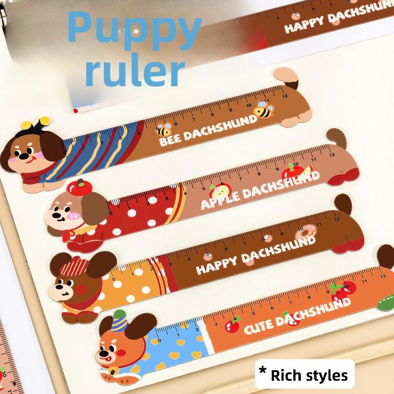 Мультяшная длинная собака магнитная закладка линейка, милый студент, высокий уровень внешности, гибкая линейка, магнитная прямая линейка неправильной формы