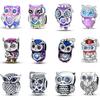 Шармы-бусины Сова Фиолетовая из Серебра 925 пробы Цепочка безопасности Подходят для браслетов Qikaola DIY Украшения Подарки на Выпускной