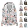 Женская модная толстовка с принтом, свободная плюшевая куртка с капюшоном на молнии