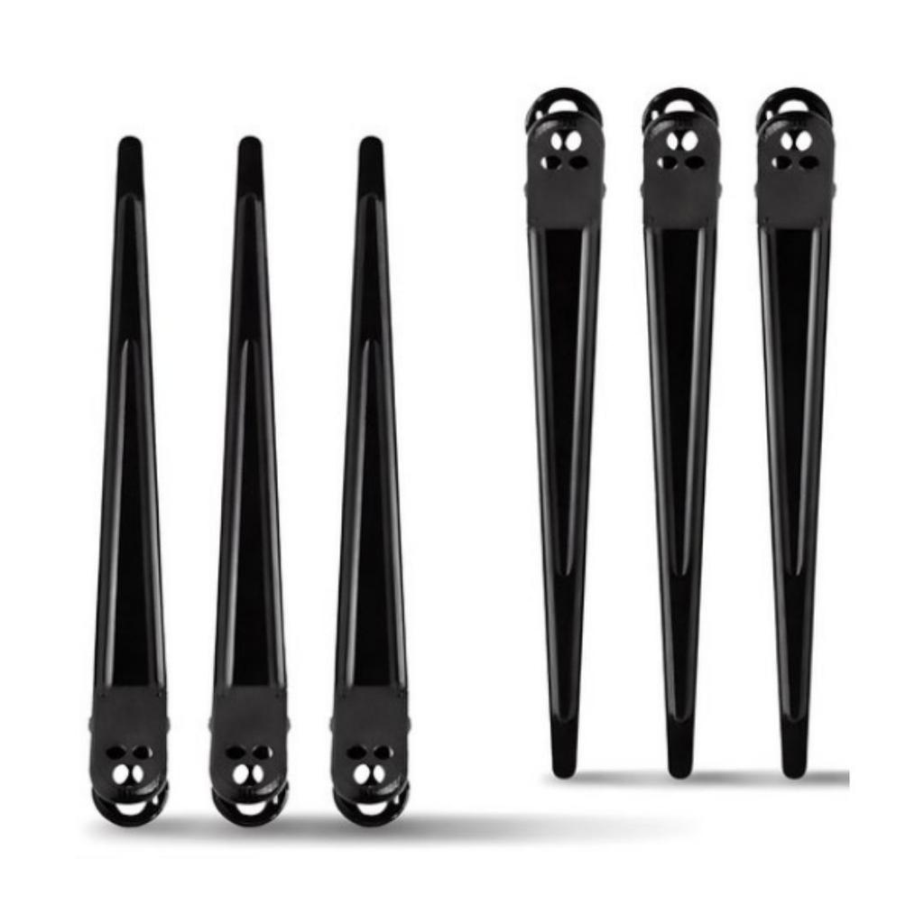 Gloss & Glow No-Marks Large Hair Clips, Black, Set of 6