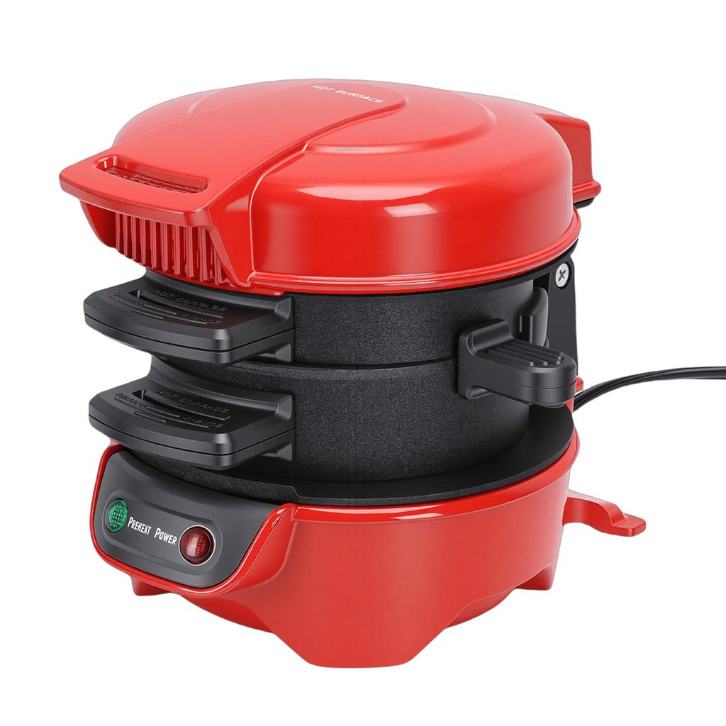 Breakfast Sandwich Maker with Egg Cooker Ring Customize Ingredients for English Muffins Croissants Mini Waffles Red US