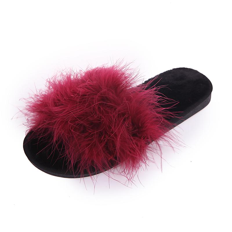 Fashion Fashion Fluffy Faux Fur Slippers for Women Soft Plush Open Toe Home Slippers Woman Autumn Winter Indoor Cozy Furry Flat Slides
