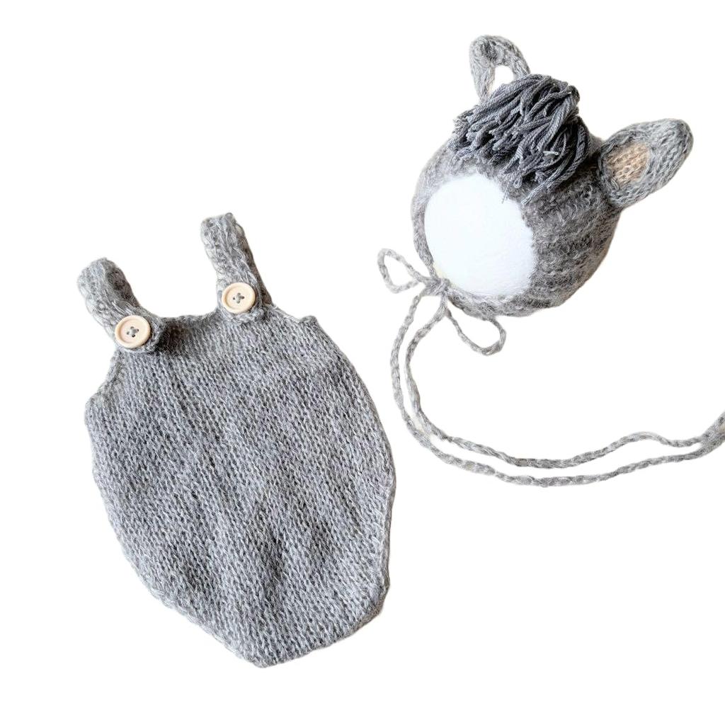 Newborn Photo Horse Bonnet Romper Size Months Available In 4 Colors [NANA's Shop] Costume, & Set, 0-6 (2.5-8kg), (Gray)