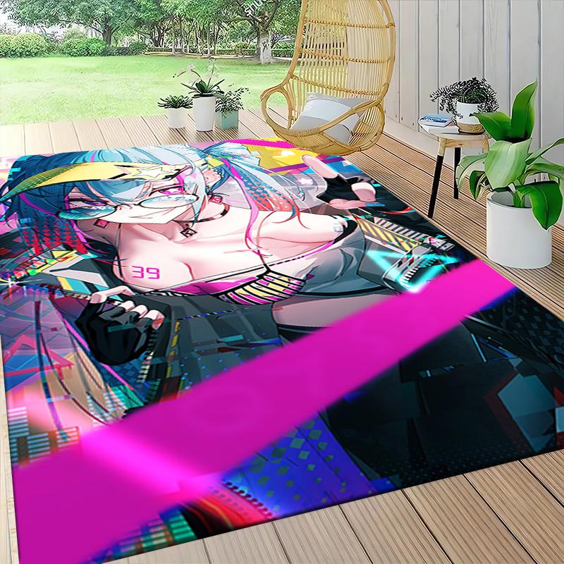 Cyberpunk Future Girl Carpet Rug Soft Washable Anti Slip Home Living Room Sofa Mats Personalized Christmas Rug
