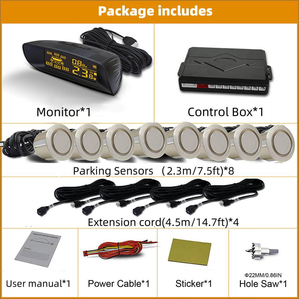 Vehicle Car 8 Parking Sensors System Reverse Backup Radar Front and Rear Assistant Kit Parktronic Auto Distance Detection Beep