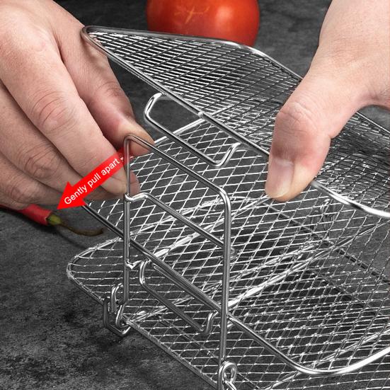 Универсальная стойка для фритюрницы, нержавеющая, пригодная для мытья в посудомоечной машине, штабелируемая трехслойная стойка для фритюрницы, стойка для дегидратора из нержавеющей стали