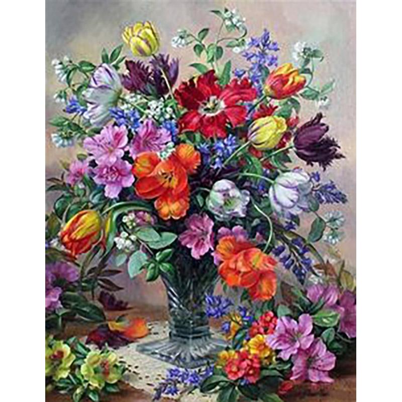 DIY Floral 5D Diamond Painting Full Round Drill Diamond Embroidery Cross Stitch Mosaic Kits Flower Wall Art Home Decor