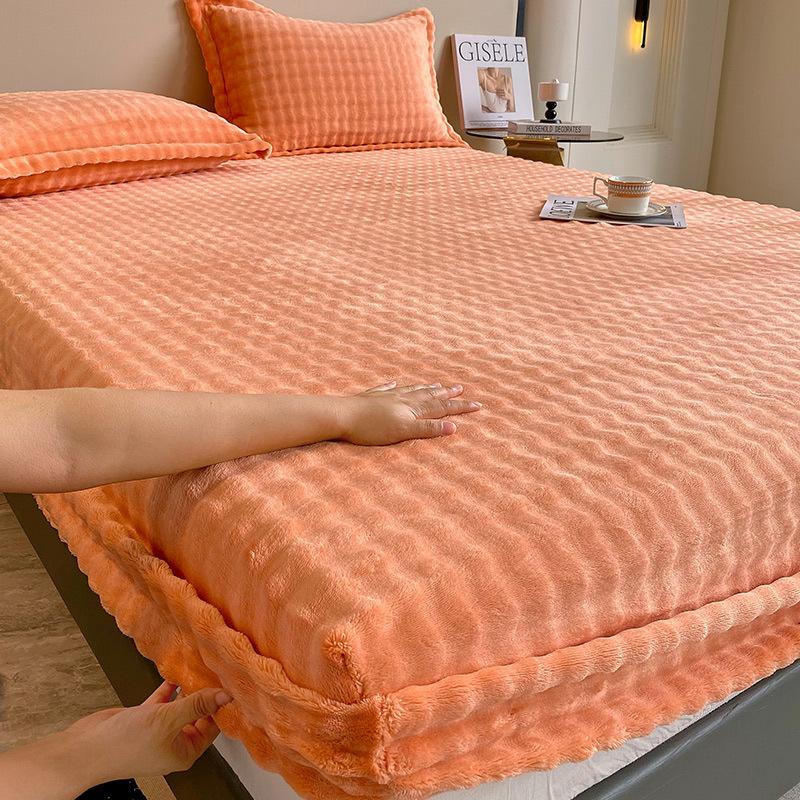 Зимняя постель, теплая простыня на резинке, постельное белье, чехол для матраса, утолщенная плюшевая эластичная простыня, зимнее коралловое флисовое роскошное покрывало для двуспальной кровати