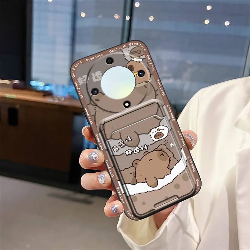 Противоударная задняя крышка Чехол для телефона для Honor X9a 5G/Magic5 Lite Слот для карт Грязеотталкивающий Защитный силиконовый Кармашек для карт Милый