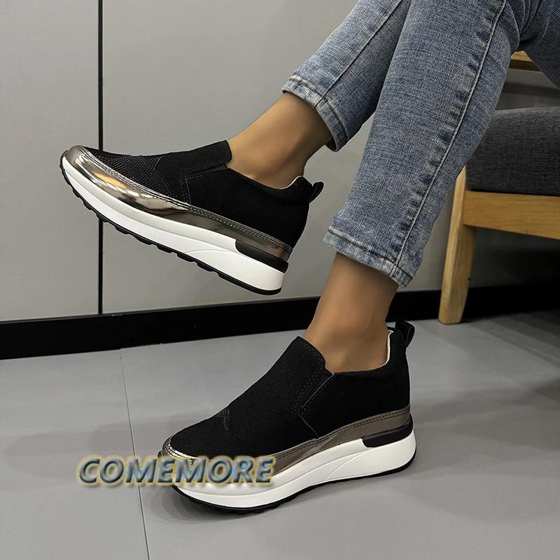 Обувь для женщин 2024 года, новые женские кроссовки из вулканизированной кожи, кроссовки для активного отдыха на платформе со стразами, женская повседневная обувь