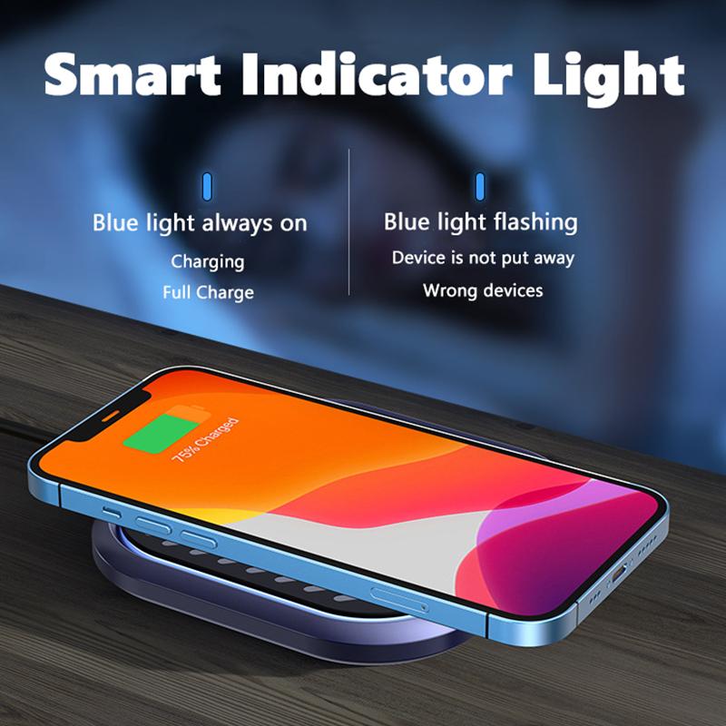 VAORLO Мини-беспроводная зарядка 15 Вт, совместимая с быстрой зарядкой 10 Вт, 7,5 Вт, 5 Вт для iphone xiaomi huawei samsung Airpods, супер зарядка, не горячая