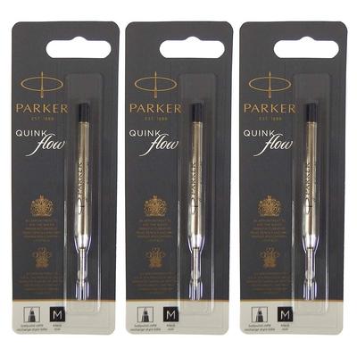 PARKER Стержни для шариковых ручек Quink Flow Черный Средний Набор 1950369 S0909440 1,0 мм 3 шт.
