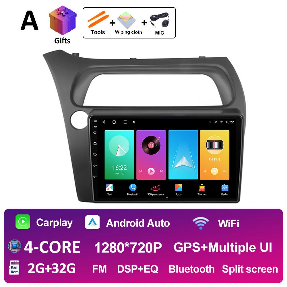 Беспроводной Android Auto Carplay для Honda Civic Хэтчбек 2006 2007 2008 2009 - 2011 Автомагнитола Видео Мультимедийный плеер Вентилятор охлаждения