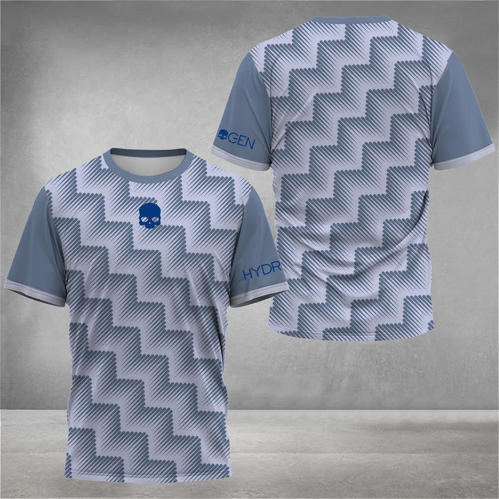 Летняя теннисная 3D-печатная мужская футболка, модные полосатые футболки с коротким рукавом и круглым вырезом, дышащие быстросохнущие спортивные топы