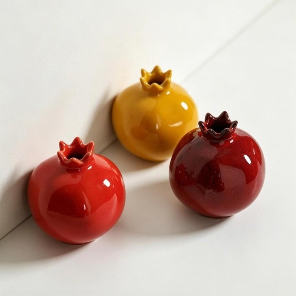 Handmade Simulated Pomegranate Vase Fruit Shaped Bud Vase Ornament Gift Desk Vase Desktop Decor