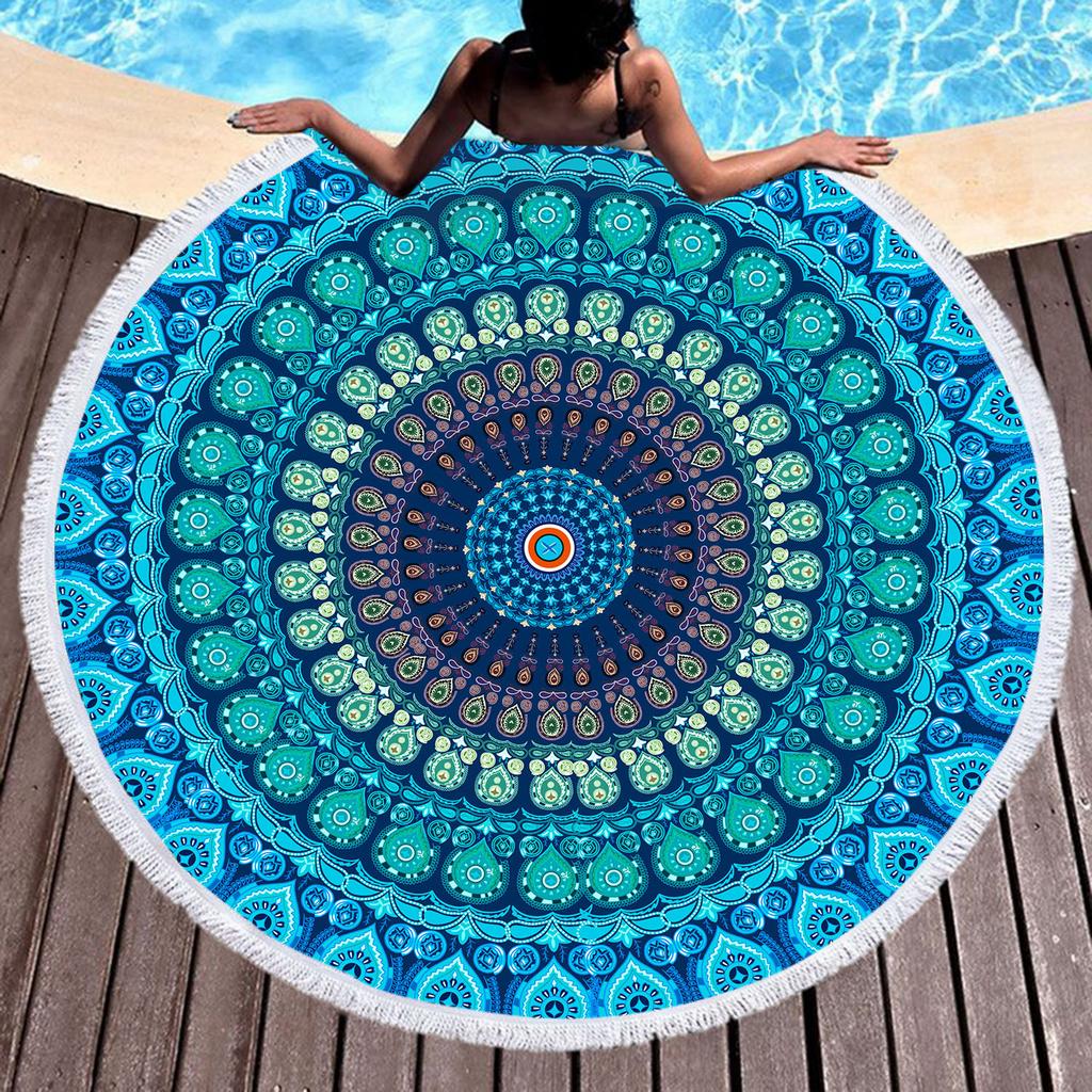 Direct Supply Explosive Round Beach Towel Microfiber Quick-Drying Water-Absorbing Bohemian Fringed Beach Towel