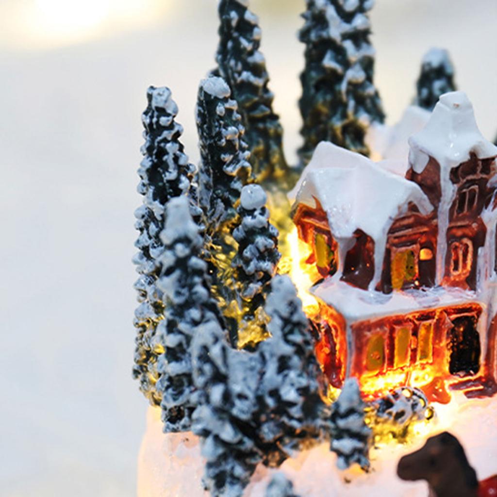 Christmas Village Figurines LED Light Christmas Town Scene Desktop Ornaments Battery Operated Landscape Decorations