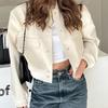 2025 New European Style Chic Stand Collar Tweed Jacket Women's Androgynous Design with Large Pockets Spring/Autumn Coat
