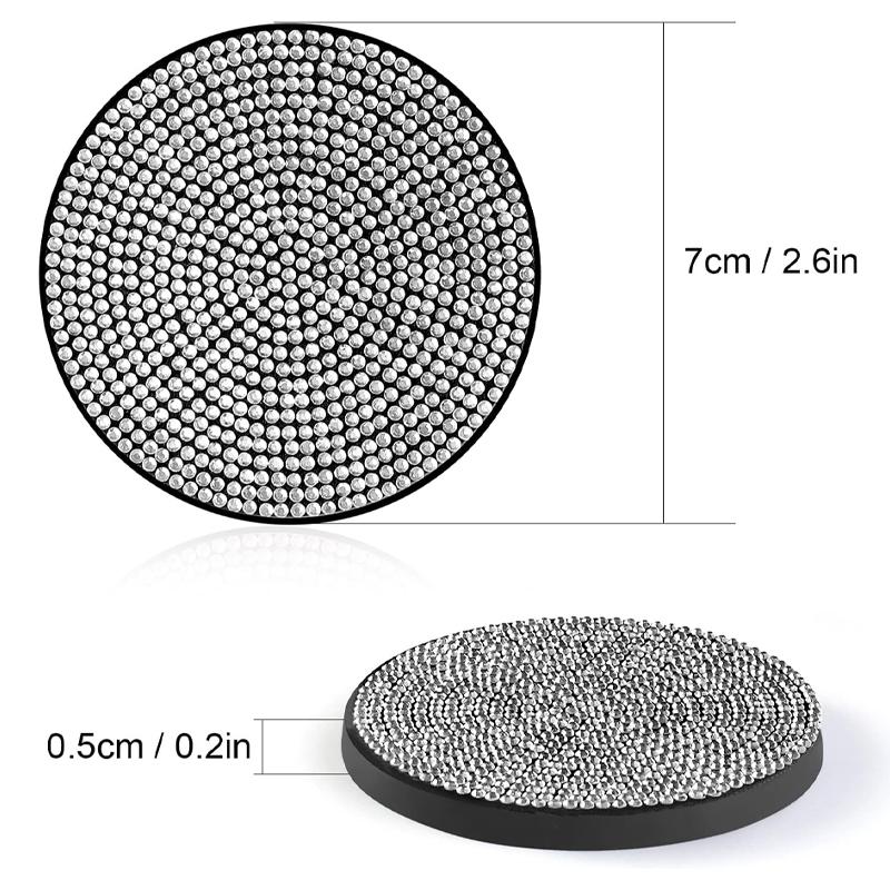 2pcs Bling Rhinestone Car Cup Holder Coaster Anti-Slip Crystal Insert Mat for Auto Interior Decoration Cup Holders 5