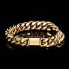 New Smooth Flip Buckle Stainless Steel Cuban Chain Bracelet Real Gold Electroplating Round Grinding Encrypted Hip Hop Bracelet