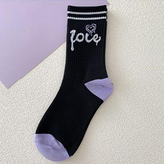 1 пара носков до середины икры, корейские носки с вышивкой в виде сердца, каваи, хип-хоп, соответствующие цвета, противоскользящие, мягкие, без запаха, впитывающие пот, женские спортивные носки на четыре сезона